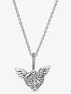 Pave Heart Angel Wing Necklace Silver - PANDORA - BALAAN 2