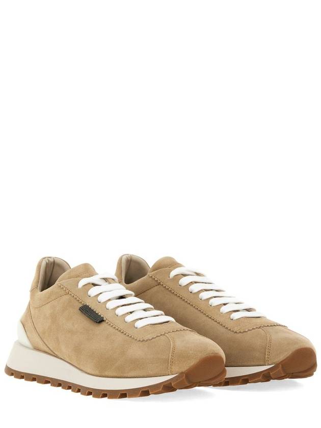 Chain Suede Low Top Sneakers Beige - BRUNELLO CUCINELLI - BALAAN 4