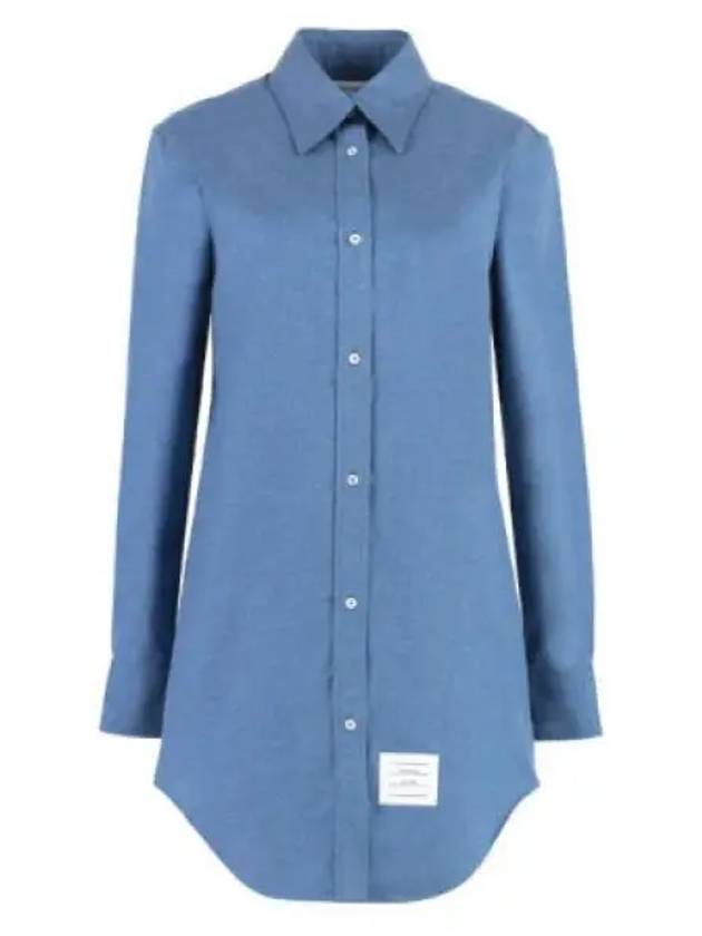 Women's Button Down Shirt Short Dress Blue - THOM BROWNE - BALAAN 2