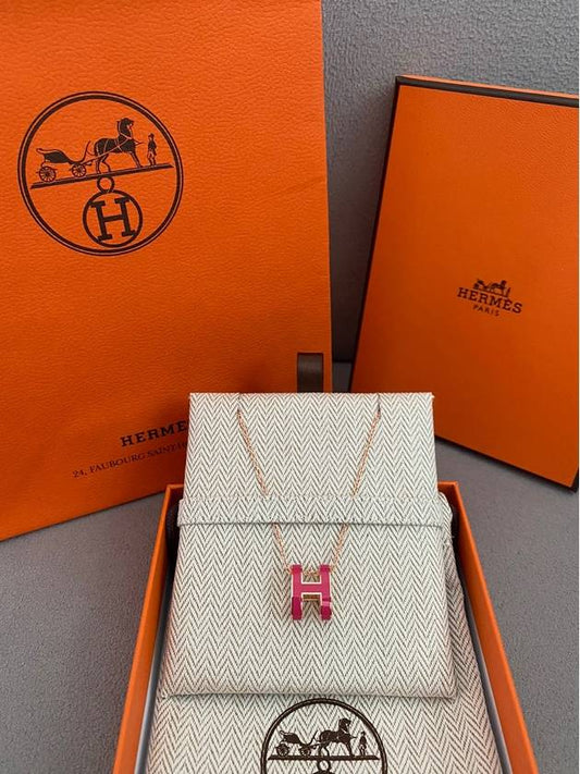 Pop H Pendant Necklace Rose Gold - HERMES - BALAAN 2