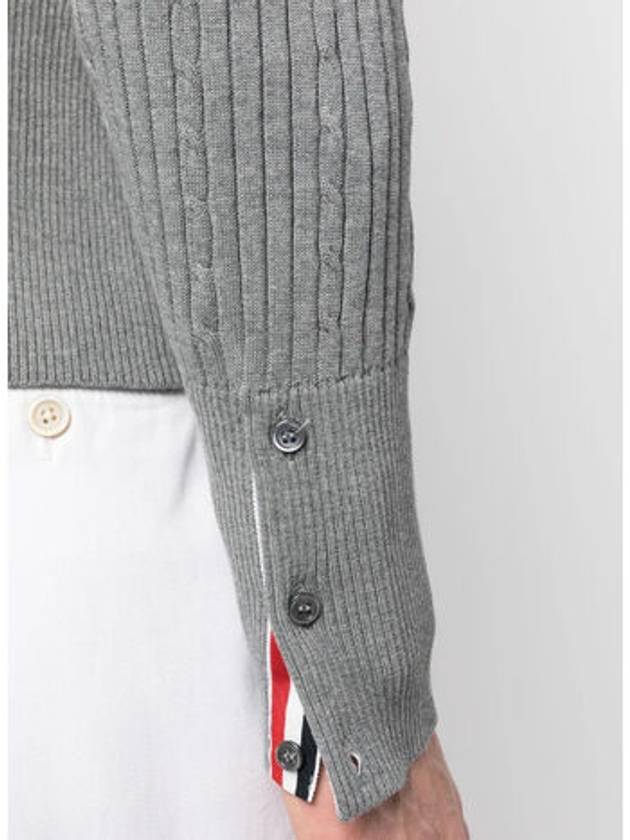 Baby Cable Cotton 4 Bar Crew Neck Knit Top Grey - THOM BROWNE - BALAAN 5