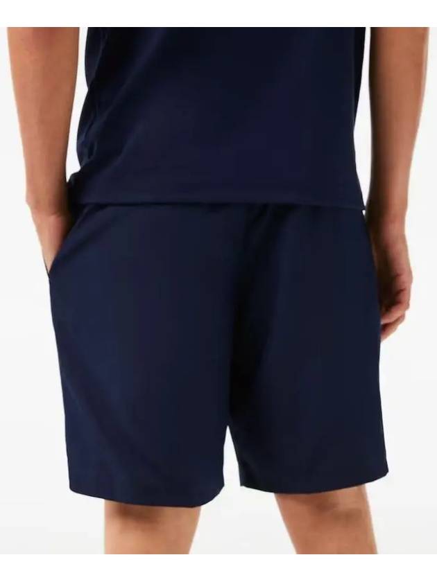 Men's Sports Tennis Solid Diamond Weave Taffeta Shorts Navy - LACOSTE - BALAAN 5