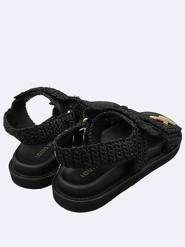 Louis Vuitton 1ABGR5 Black Color Leather LV Logo Twist Women s Sandals 35 - LOUIS VUITTON - BALAAN 4