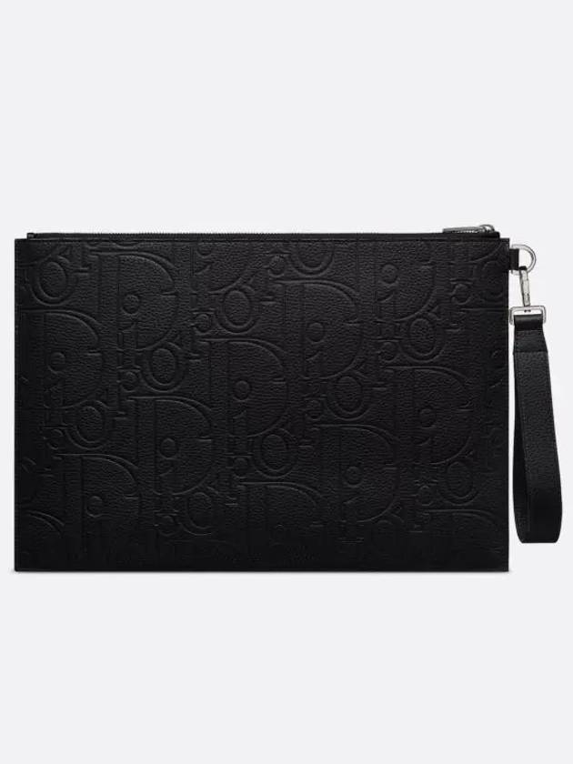 A4 Gravity Leather Grain Calfskin Pouch Bag Black - DIOR - BALAAN 3