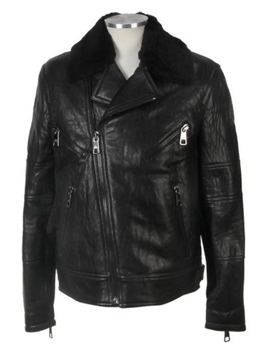 Men's Leather Jacket BPE442C B701C 01 BLACK NEC001 - NEIL BARRETT - BALAAN 1