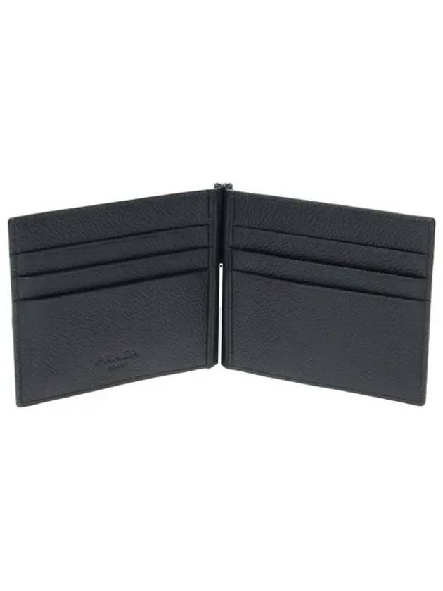 Vitello Triangle Logo Money Clip Half Wallet Black - PRADA - BALAAN 7