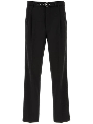 Wool Straight Pants Black - PRADA - BALAAN 1