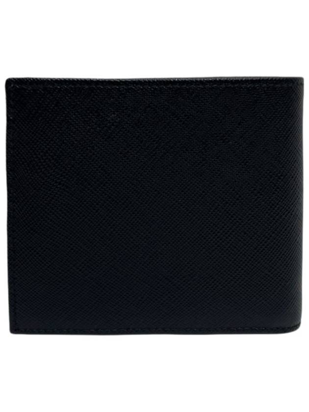 Triangle Logo Saffiano Half Wallet Black - PRADA - BALAAN 3