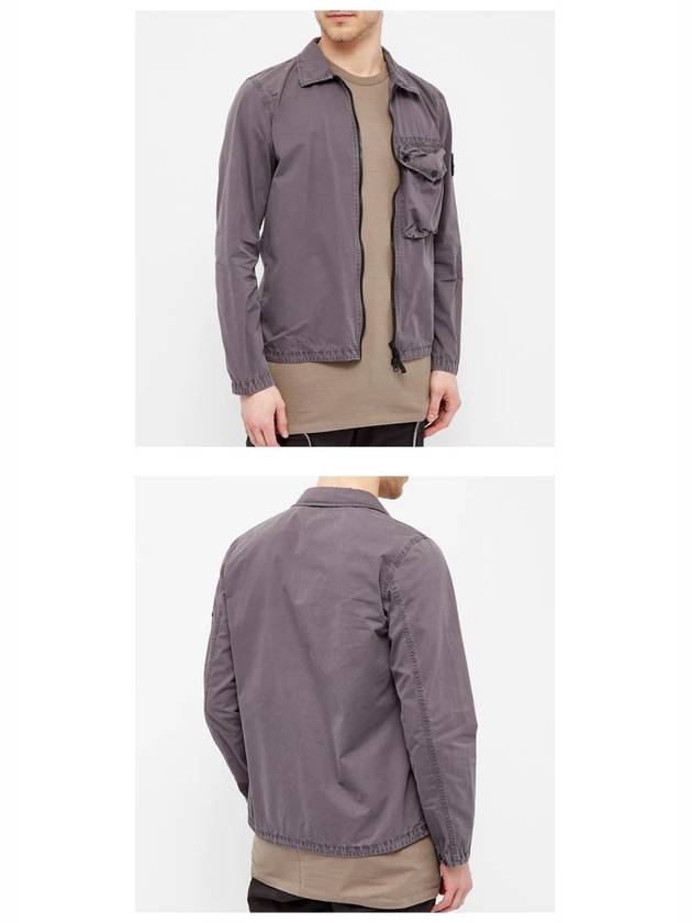 Men's Old Effect Overshirt Zip-Up Jacket Purple - STONE ISLAND - BALAAN 6