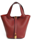 Picotin Lock 18 Clemence Tote Bag Rouge - HERMES - BALAAN 3