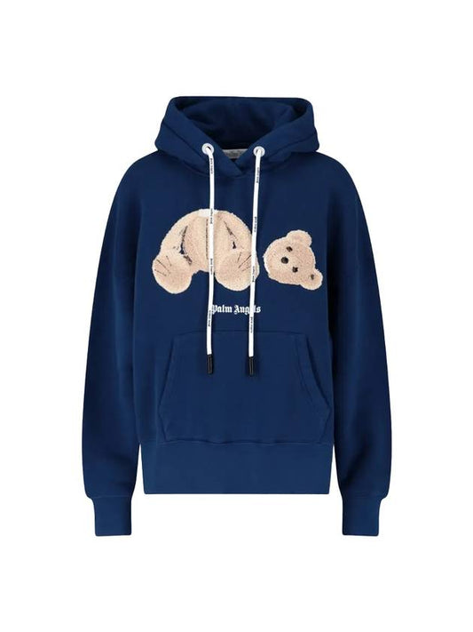 Bear Print Hooded Top Blue - PALM ANGELS - BALAAN 1