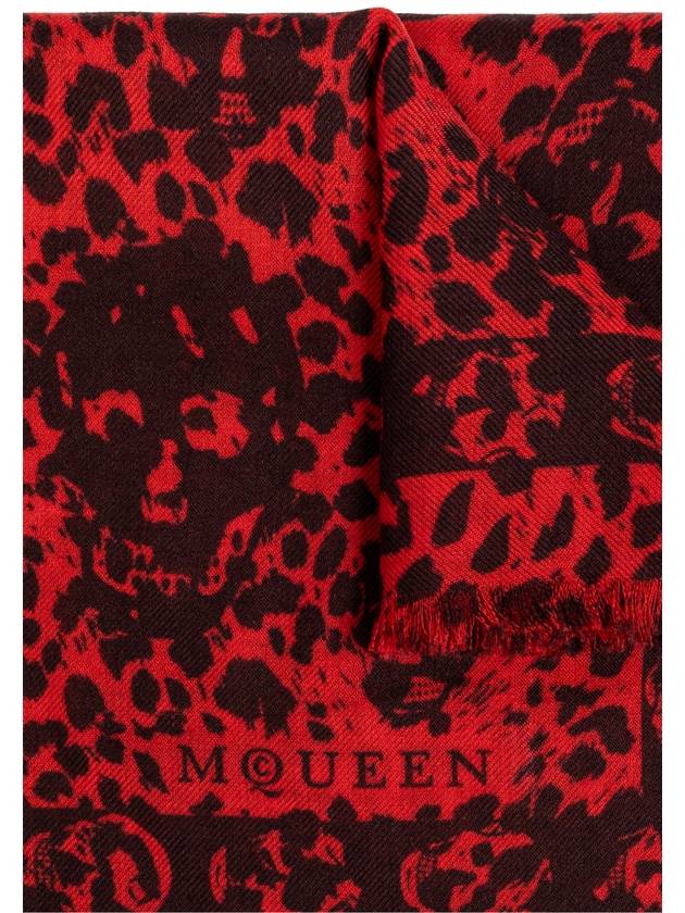 Leopard Skull Muffler Red - ALEXANDER MCQUEEN - BALAAN 5