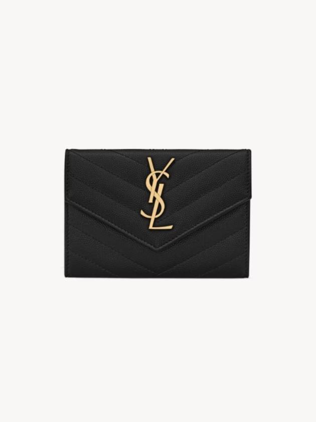 Monogram Envelope Small Half Wallet Black Gold - SAINT LAURENT - BALAAN 2