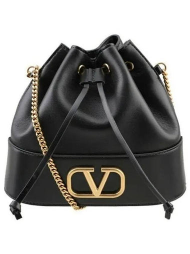 P0T83 HPF 0NO V Ring Chain Bucket Bag Black 1120768 - VALENTINO - BALAAN 1