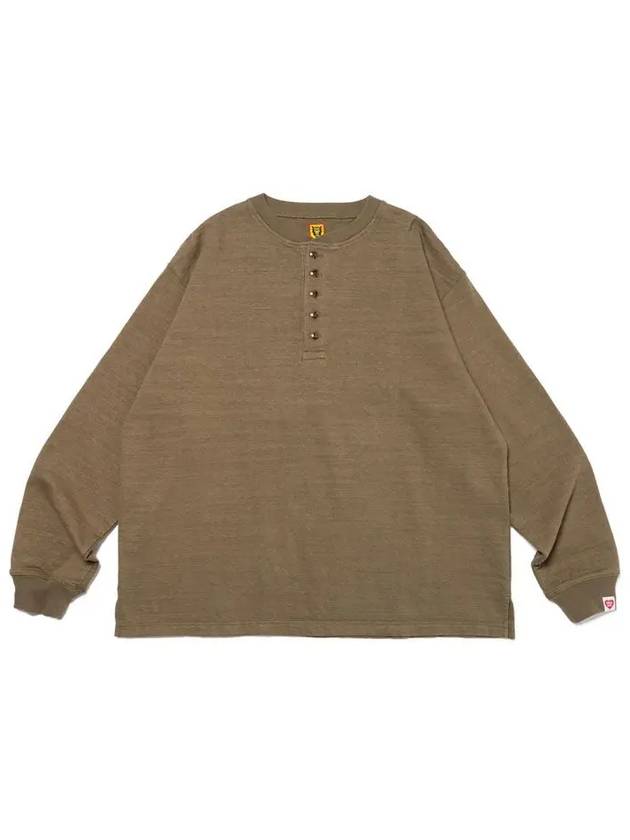 Oversized henley neck long sleeve t shirt olive drap HM26CS013 - HUMAN MADE - BALAAN 2