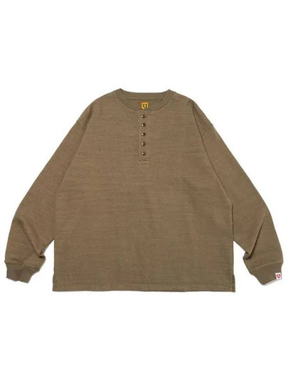 Oversized henley neck long sleeve t shirt olive drap HM26CS013 - HUMAN MADE - BALAAN 2