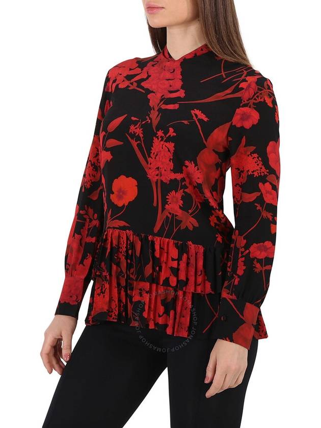 Valentino Floral Print Pleated Trim Blouse, Brand Size 36 (US Size 2) - VALENTINO - BALAAN 3