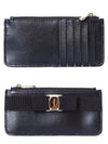 New Vara Bow Zipper Card Wallet Black - SALVATORE FERRAGAMO - BALAAN 3