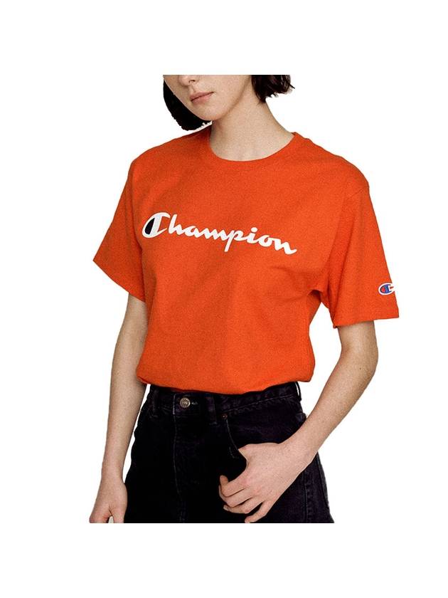 Classic Script Graphic Jersey Short Sleeve T-Shirt Orange - CHAMPION - BALAAN 1