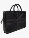 Check Print Leather Brief Case Charcoal - BURBERRY - BALAAN 7