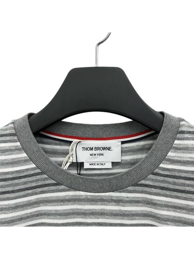 Men's Striped Midweight Jersey Short Sleeve T-Shirt Grey - THOM BROWNE - BALAAN 4