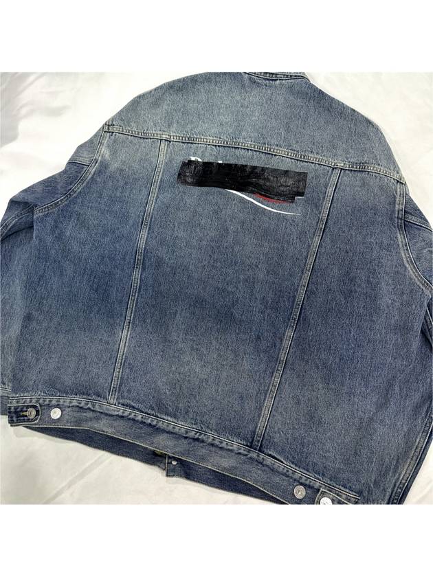 1 Men s Wave Logo Back Tape Overfit Denim Jacket - BALENCIAGA - BALAAN 5