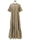 Merlet pattern long jean beige dress - MERLETTE - BALAAN 1