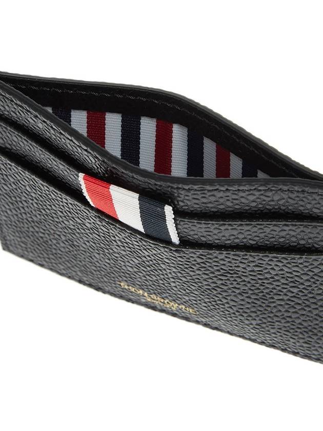 Stripe Note Compartment Pebble Grain Leather Card Wallet Black - THOM BROWNE - BALAAN 11