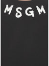 Neck Brushed Logo Print Cotton Sweatshirt Black - MSGM - BALAAN 5