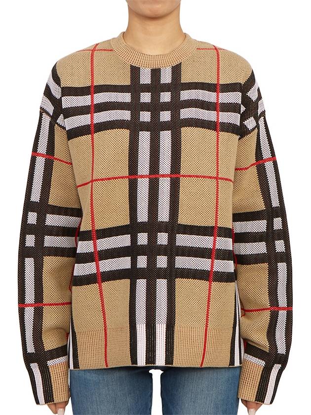 Vintage Check Crew Neck Knit Top Archive Beige - BURBERRY - BALAAN 2