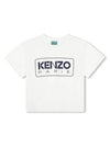 Kids Logo Print Cotton Short Sleeve T-Shirt White - KENZO - BALAAN 1