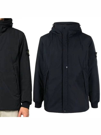 Logo Patch Micro Twill Hooded Jacket Navy - STONE ISLAND - BALAAN 2