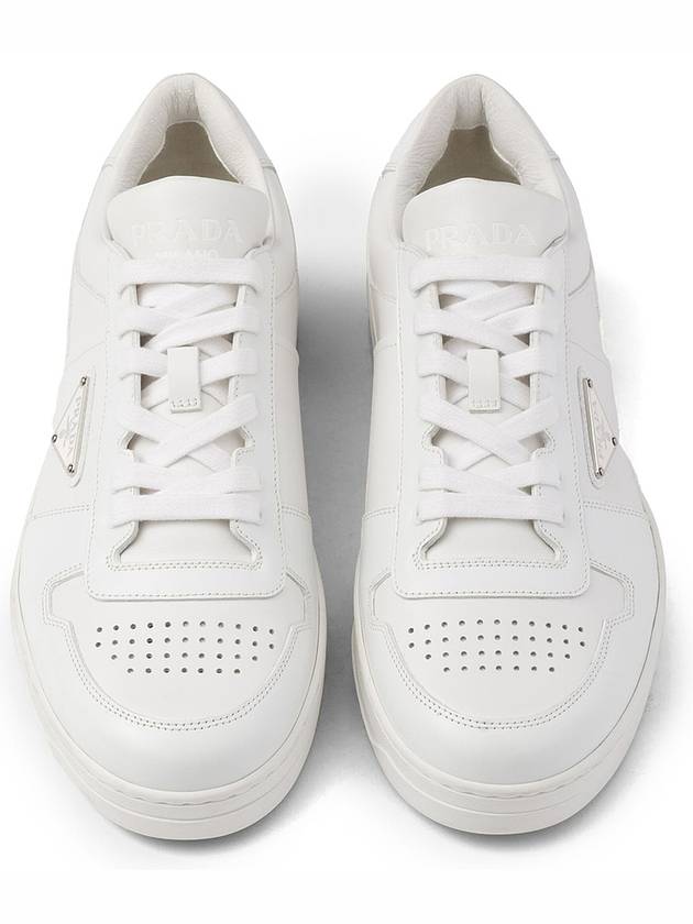 Downtown Triagle Logo Leather Low Top Sneakers White - PRADA - BALAAN 7