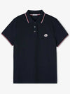 Logo Patch Polo Shirt Dark Blue - MONCLER - BALAAN 3