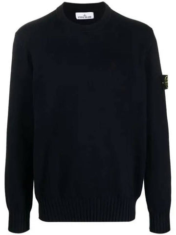 Logo Patch Knit Top Navy - STONE ISLAND - BALAAN 1