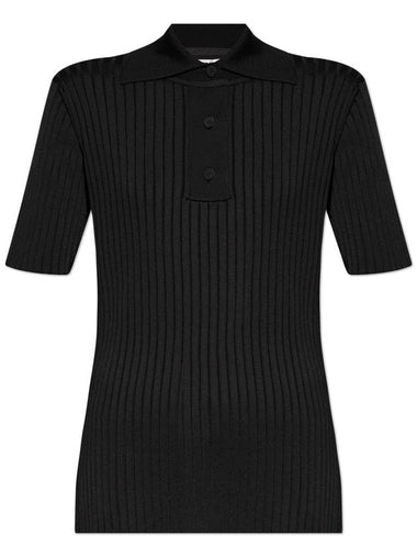 JIL SANDER Ribbed Polo Shirt, Women's, Black - JIL SANDER - BALAAN 1