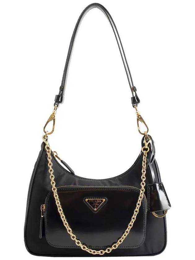 Re-Nylon Brushed Leather Mini Bag Black - PRADA - BALAAN 2