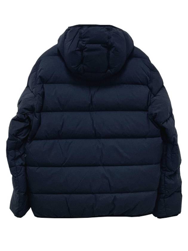 Seamless Logo Nylon Hooded Down Jacket Navy - STONE ISLAND - BALAAN 4