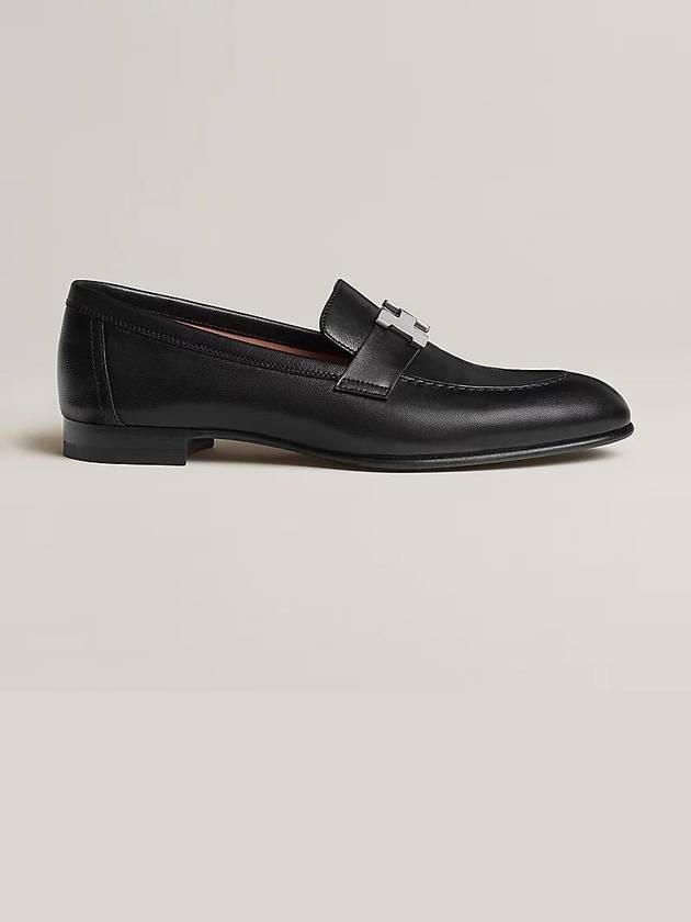 Paris Loafers Goatskin Palladium Noir - HERMES - BALAAN 6