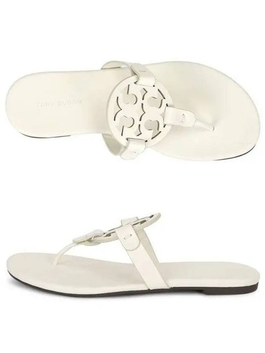 Women's Miller Soft Leather Flip Flops White - TORY BURCH - BALAAN 2