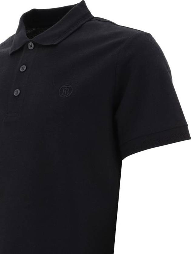 Men's Embroidered Logo Cotton Polo Shirt Black - BURBERRY - BALAAN 5