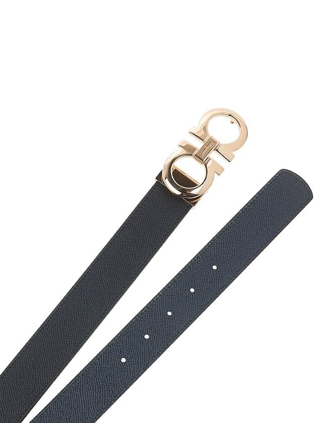 Gancini Reversible Adjustable Leather Belt Black Ultra Marine - SALVATORE FERRAGAMO - BALAAN.