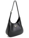 Triangle Logo Leather Shoulder Bag Black - PRADA - BALAAN 3