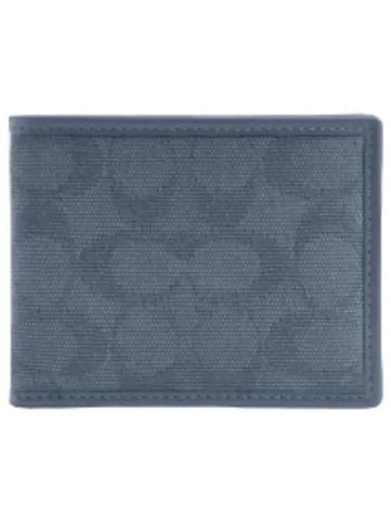 Slim Billfold Wallet Signature Jacquard - COACH - BALAAN 1