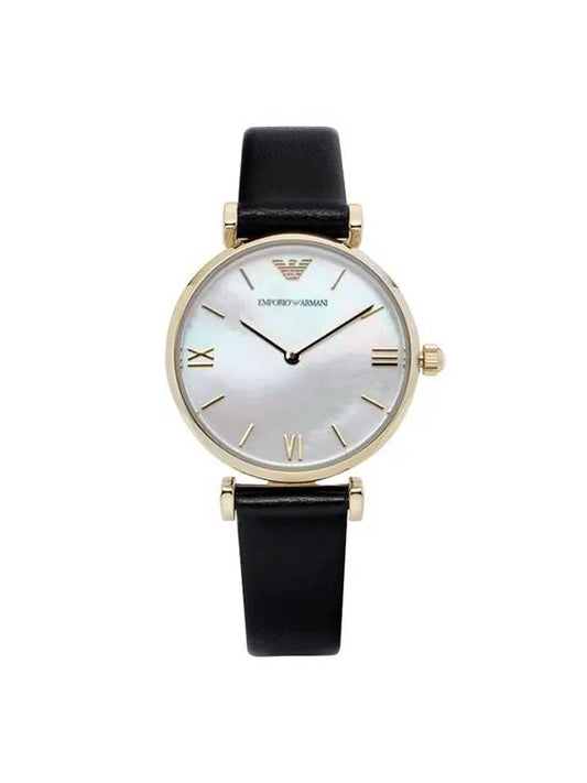 AR1910 Retro Mother of Pearl Dial Women’s Leather Watch - EMPORIO ARMANI - BALAAN 1