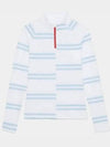 Women'S Offset Striped Neck Zip Long Sleeve T-Shirt White - G/FORE - BALAAN 2