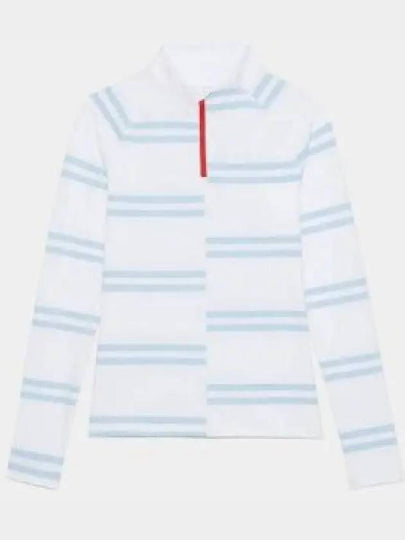 Women's Offset Striped Neck Zip Long Sleeve T-Shirt White - G/FORE - BALAAN 2