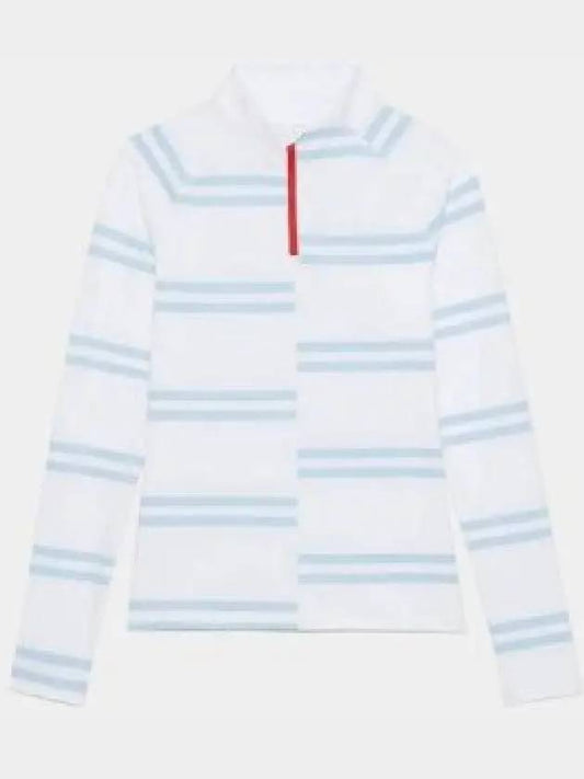 Women'S Offset Striped Neck Zip Long Sleeve T-Shirt White - G/FORE - BALAAN 2