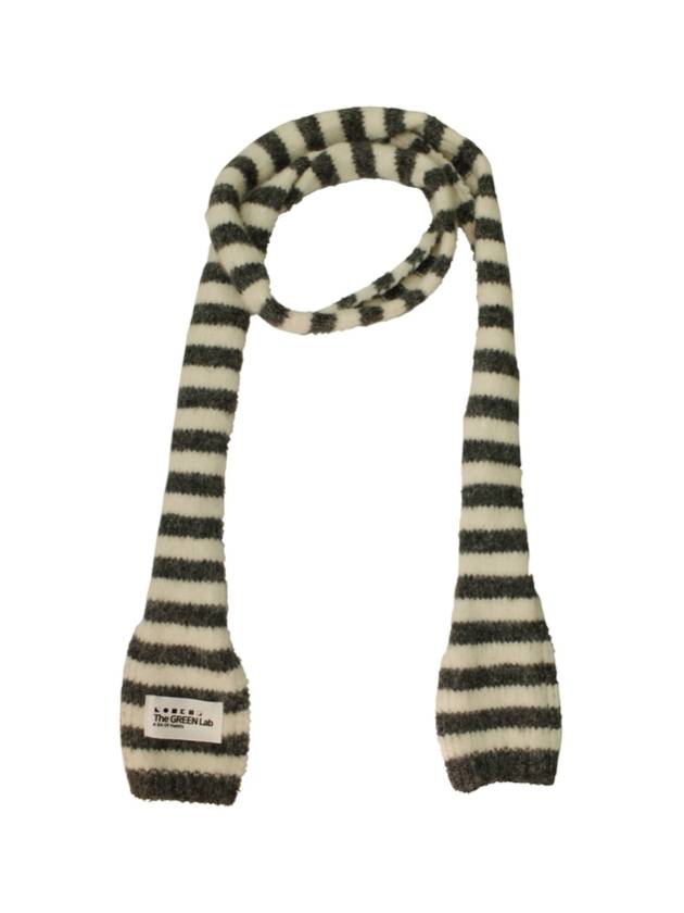 Striped tie knit muffler Melange gray - THE GREEN LAB - BALAAN 7