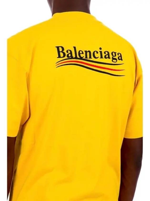 Wave Logo Political Campaign Large Fit Short Sleeve T-Shirt Yellow - BALENCIAGA - BALAAN 5